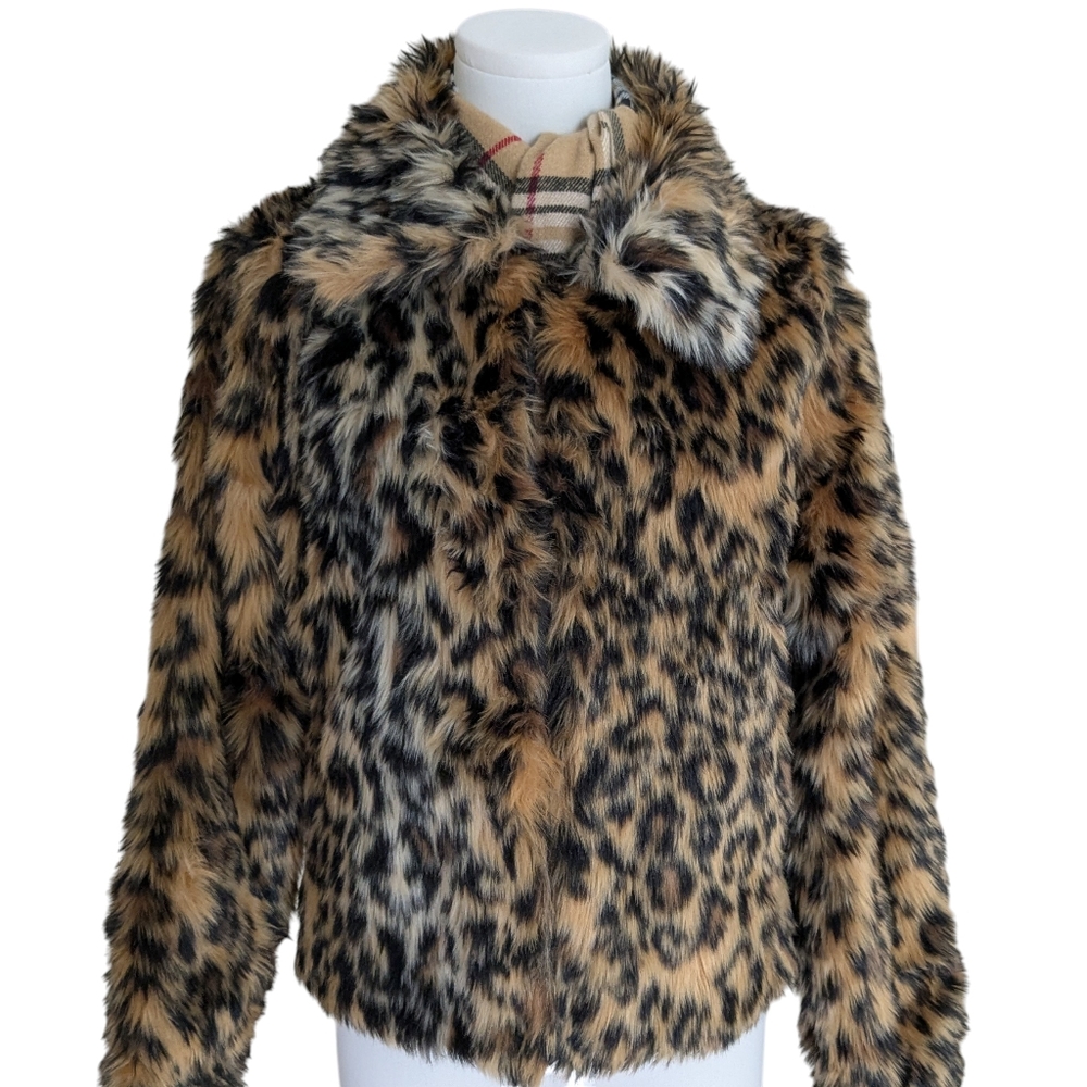 Lanshifei Cheetah Faux Fur Coat Girls Size Large